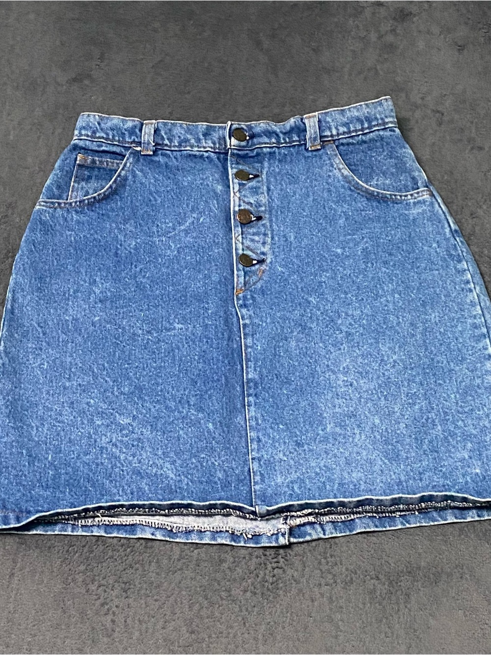 Hunt Club Jean Skirt Womens 4 Medium Wash Back Slit Button Denim Pencil Vintage